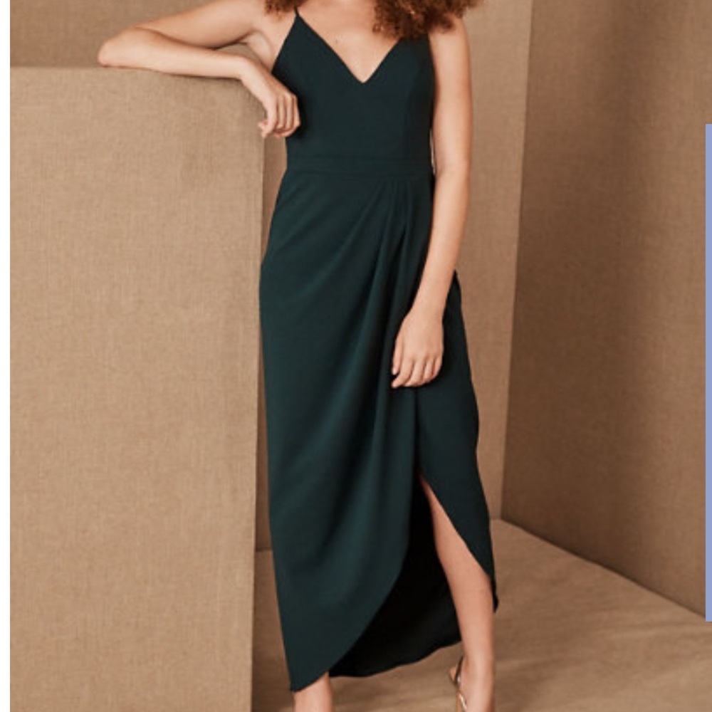 BHLDN Anthropologie Caron Crepe Dress Emerald